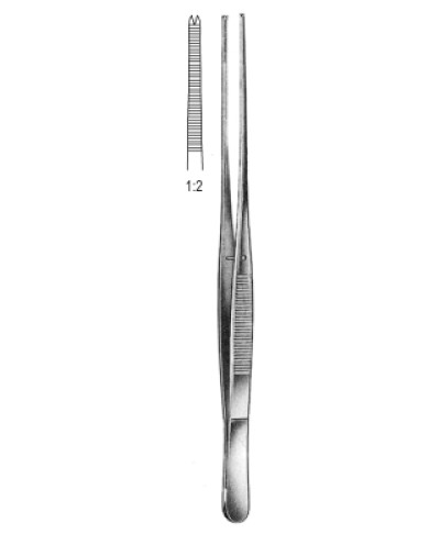 Brophy Tissue Fcps str serr jaws 1x2T, 20cm