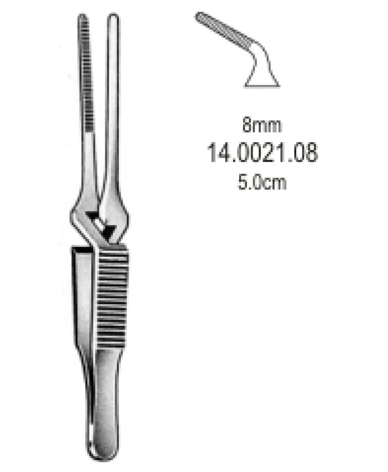Diethrich Bulldog Clamp angled jaw 8mm, 5.0cm